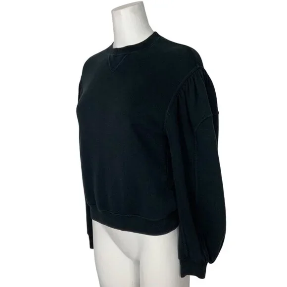 Ulla Johnson Ava Pullover Sweatshirt P US/0 XS Onyx Puff Shoulder